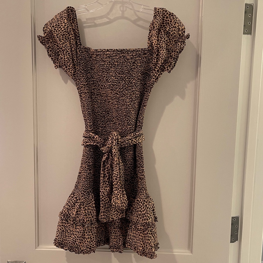 Leopard Print Maia Bergman Ada Smocked Dress | SZ M - Picture 3 of 8